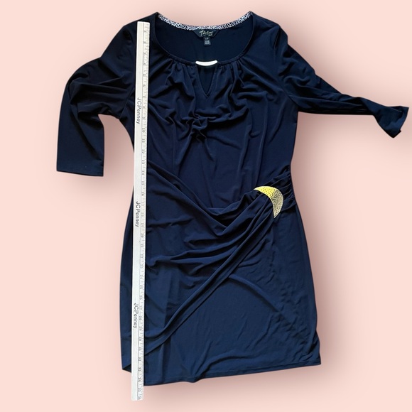 Thalia Sodi Black Sheath Dress 3/4 Sleeve Crew Neck - Picture 6 of 8